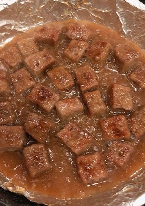 おろし玉ねぎソースの、サイコロステーキ！-レシピのメイン写真