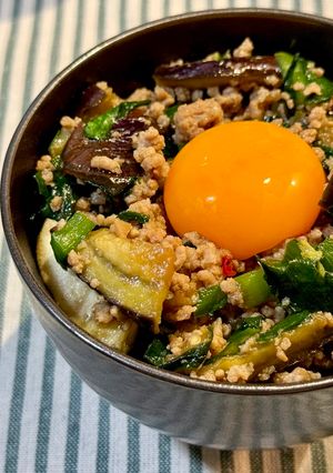 節約＆疲労回復ニラとなすのスタミナ丼-レシピのメイン写真
