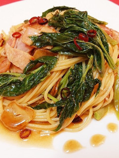 明日葉ベーコンの和風ペペロンチーノパスタ-レシピのメイン写真
