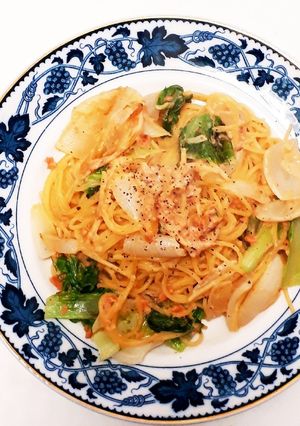 新玉ねぎとたけのこ白菜の豆乳パスタ-レシピのメイン写真