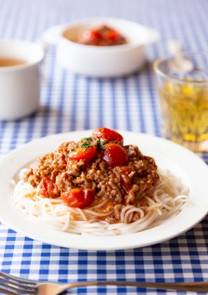 ひき肉とトマトの自家製ミートソースパスタ-レシピのメイン写真