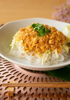 ココナッツカレー卵とじのせ（ミーガティ）-レシピのメイン写真