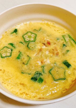 レンジで簡単!梅とオクラの茶碗蒸し-レシピのメイン写真