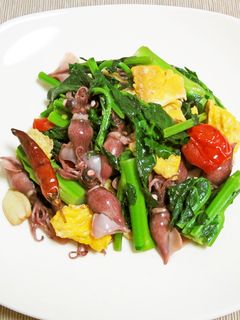 のらぼう菜とホタルイカの炒め物-レシピのメイン写真