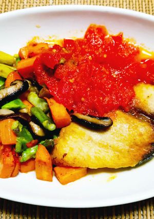 ブリと野菜のトマトソースがけ-レシピのメイン写真