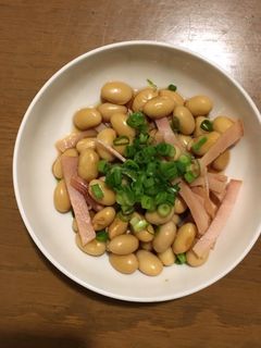 レンジで簡単!大豆とハムの煮豆-レシピのメイン写真