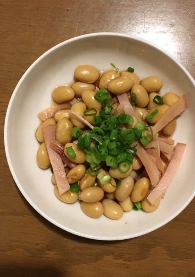 レンジで簡単！大豆とハムの煮豆-レシピのメイン写真