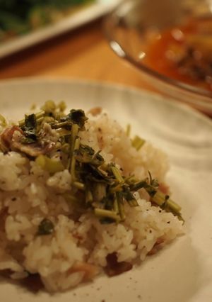 超簡単!せりとベーコンの炊き込みご飯-レシピのメイン写真