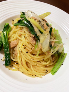 ツナと小松菜の和風パスタ-レシピのメイン写真