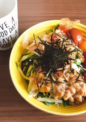 ヘルシーサラダ柚子蕎麦.納豆蕎麦.-レシピのメイン写真