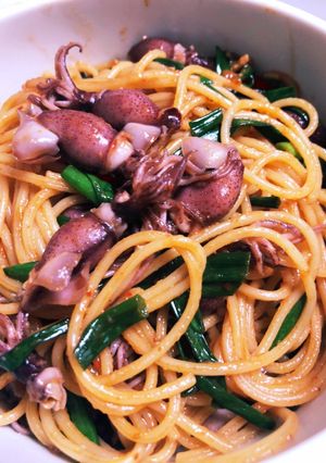 ホタルイカのキムチ風パスタ-レシピのメイン写真