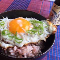 รูปของ 【たまごかけごはん醤油】でしらす目玉焼丼