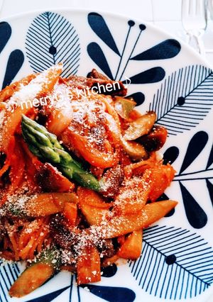 簡単！♡牛肉＆アスパラ♡のトマトパスタ♪-レシピのメイン写真