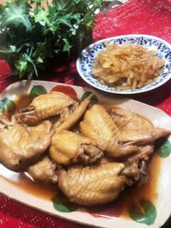 手羽先ほろほろ甘辛煮ときんぴら大根♪-レシピのメイン写真