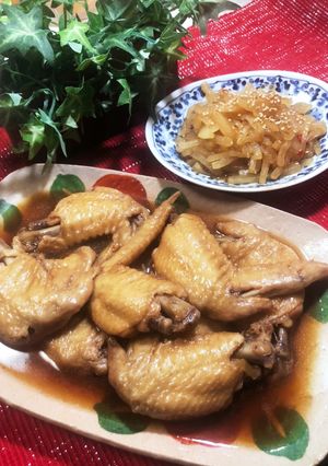 手羽先ほろほろ甘辛煮ときんぴら大根♪-レシピのメイン写真