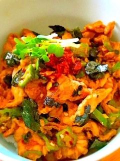 豚こまとオクラの食べラー炒め丼♬-レシピのメイン写真