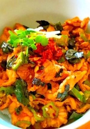 豚こまとオクラの食べラー炒め丼♬-レシピのメイン写真