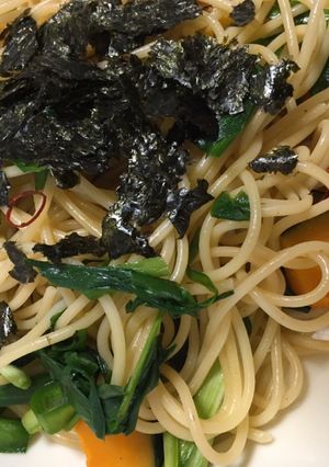 プチッとごはんズで作るニラと南瓜のパスタ-レシピのメイン写真