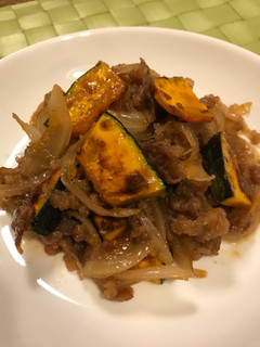 甘くておいしい!牛肉とかぼちゃの炒め物-レシピのメイン写真