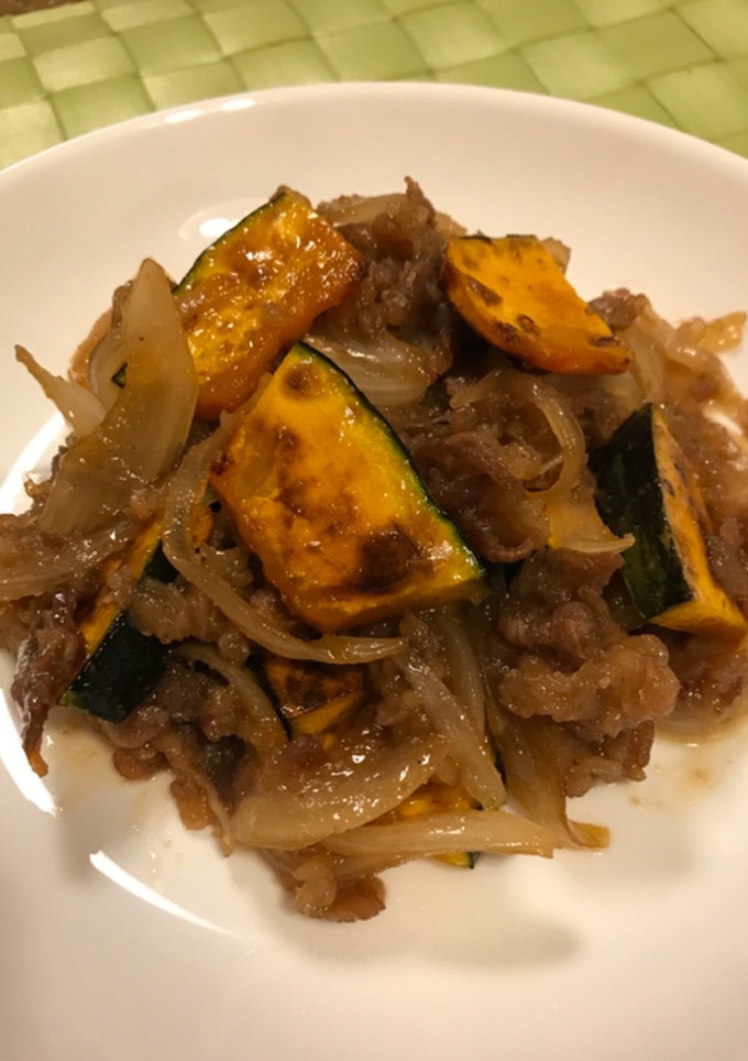 甘くておいしい！牛肉とかぼちゃの炒め物-レシピのメイン写真