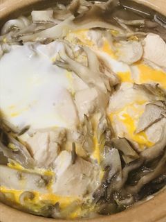 鶏肉とマイタケの玉子とじうどん鍋-レシピのメイン写真