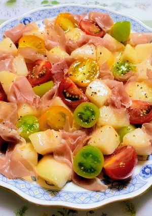 暑い日の夕飯！さっぱり桃トマトサラダ副菜-レシピのメイン写真