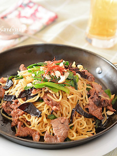 パワーアップ!牛肉とニラの中華風焼きそば-レシピのメイン写真