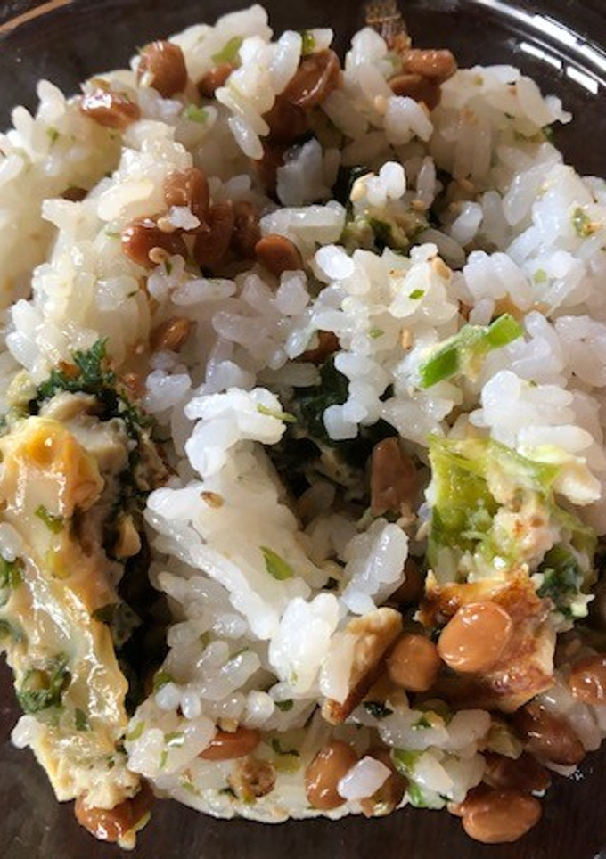 納豆とお好み焼き風卵焼きのご飯-レシピのメイン写真