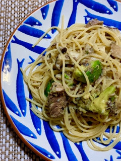 サバ缶とキノコとアボカドの和風パスタ-レシピのメイン写真
