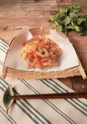 レンコンと人参のかき揚げ-レシピのメイン写真