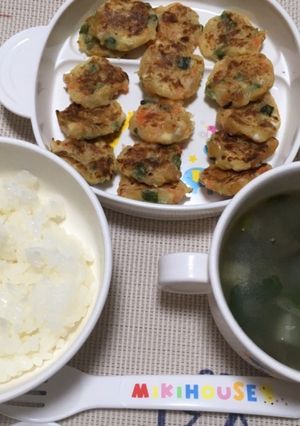 11ヶ月☆ごはん 野菜納豆おやき 味噌汁-レシピのメイン写真