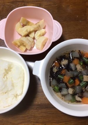 11ヶ月☆ごはん まぐろの五目煮 バナナ-レシピのメイン写真