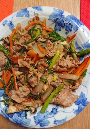 シーアスパラガス/厚岸草と豚肉炒め-レシピのメイン写真