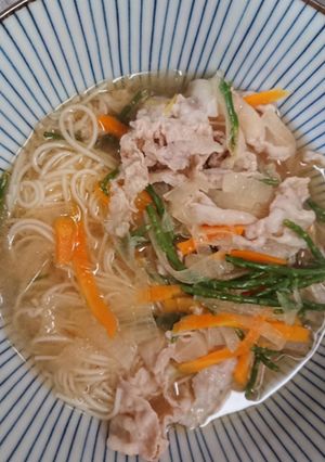 シーアスパラガス/厚岸草のにゅうめん-レシピのメイン写真
