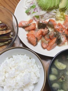 鮭マヨとナスの味噌汁と焼きナスのポン酢-レシピのメイン写真