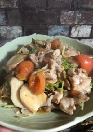 トマトと豚肉エリンギと焼きサラダ-レシピのメイン写真