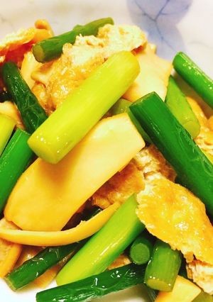 ニンニクの芽とエリンギと油揚げの醤油炒め-レシピのメイン写真