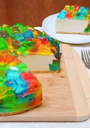 きらきら♡宝石ゼリーのレアチーズケーキ-レシピのメイン写真