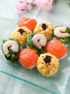 〈くらし薬膳〉3色ミニてまり寿司-レシピのメイン写真