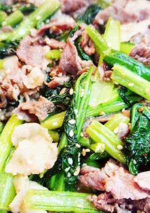 サッと簡単♡牛肉と小松菜の炒め物♡-レシピのメイン写真