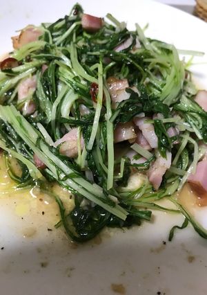 ベーコンと水菜のペペロンチーノ風-レシピのメイン写真