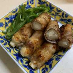 รูปของ 竹輪に長芋入れて豚バラ肉巻き