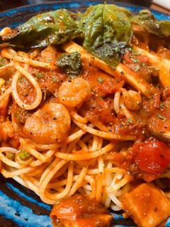簡単!エビとベーコンの辛味トマトパスタ-レシピのメイン写真
