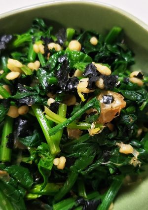 ほうれん草のおひたし、焼海苔で。-レシピのメイン写真