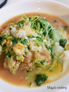 簡単。豆苗と油揚げの卵とじ-レシピのメイン写真