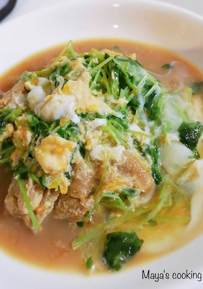簡単。豆苗と油揚げの卵とじ-レシピのメイン写真