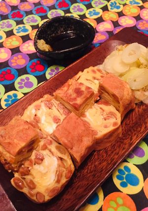簡単おつまみ焼きネギ納豆オムレツ-レシピのメイン写真