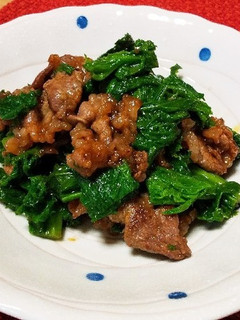 牛肉とわさび菜の炒め物風-レシピのメイン写真