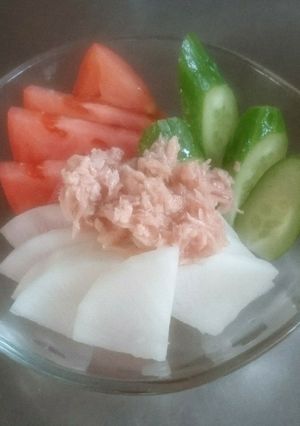 スライスしてツナ乗せるだけサラダ-レシピのメイン写真