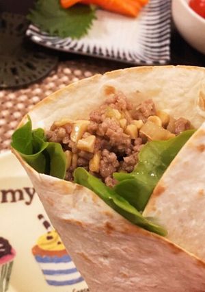 納豆とひき肉のトルティーヤ巻き-レシピのメイン写真